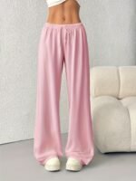 Women'S Casual Wide-Leg Joggers - Gray Drawstring Waist, Elastic Waistband, Comfortable Loose Fit For Spring/Summer/Fall, Perfect For Casual Attire, Jogging Pants - Image 2