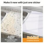 1 Roll Self-Adhesive Marble Texture Kitchen & Bathroom Wallpaper - Removable Peel & Stick Film With White/Gray/Black Marble Pattern, Glossy Finish, Easy Application For Countertops, Walls, Sinks, Shower Doors - Durable Surface Protector, Scratch &, Easy Clean, Peelable Film, Textured Surface, Seamless Matching, Suitable For Cabinets & Desks, Modern Marble Design - Image 6