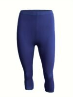 Plus Size Women'S High-Waisted Yoga Leggings - Quick-Dry Stretchy 7/8 Capri Pants For Summer, Tight-Fit Workout & Casual Wear, Solid Color, Machine Washable, Yoga Pants, Semitransparent Fabric, Highelastic Material - Image 7