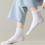 5 Pairs Of Women'S Cute Cartoon White Joyful Face Ankle Socks - Image 4