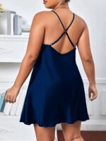 Women'S Plus Sexy Sleep Dress, Plus Size Satin V Neck Crisscross Slip Nightdress - Image 10