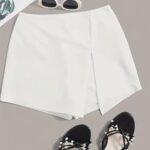 Split Asymmetrical Hem Skort, Casual Short Style Back Skort, Women'S Clothing