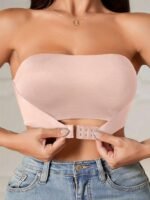 1Pc Women'S Seamless Strapless Bra - Invisible, Push-Up, Side Gathering, High Support With Front Closure, Solid Color, Medium Support, Wireless, No Padding, Comfortable And Supportive, Bra For Wome