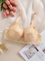 Women'S Sexy Lace Bra With Bow Detail - Black Underwire Medium Support, Non-Padded Full Coverage Lingerie For Casual Attire, Lingerie Wear|Sleek Lace Design|Underwire Bra - Image 2