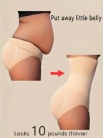 Looks 4.54 Kg Thin1Pcs Of Women'S High-Waisted Shapewear - Apricot And Black, Abdominal Control And Buttock Lift, Smooth Stretch Fabric, Solid Stripe Details, Daily Body Contouring And Buttock Lift | Summer Skinny | Thin Leggings - Image 2