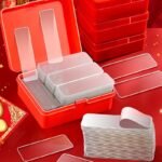 120Pcs Heavy-Duty Double-Sided Tape - Easy To Cut, Waterproof, Multi-Purpose For Kitchen & Bathroom Hooks, Sticks To Walls & Glass Without Drilling, Red Storage Box Included, Slim Bathroom Storage