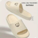 1 Pair Eva Slippers For Couples, Cartoon Bear Design, Comfortable Non-Slip Thick Sole, All-Season Casual Home Bathroom Sandals, Hand Washable, House Slippers - Image 10