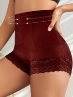 1Pc High-Waist Tummy Control Shapewear Panties For Women, Postpartum Belly Slimming With Lace Detail, Breathable Nylon Blend, Hand Washable, Tummy Control Underwear - Image 4