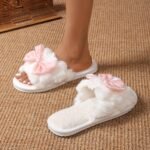 Women'S Autumn And Winter Warm Slippers With A Bow Design, Stylish Indoor Slippers For The Living Room. - Image 12
