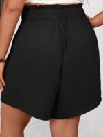 Plus Size Button Front Wide Leg Shorts, Casual Slant Pocket Elastic Waist Shorts, Women'S Plus Size Clothing - Image 4