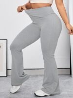 Plus Size Women'S Fashion High-Waist Flare Leggings - Stretchy & Comfortable, Heather Gray, Perfect For Running & Casual Outdoor Activities, Machine Washable - Image 7