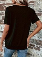Women'S Elegant Summer Casual Short Sleeve T-Shirt - Solid Color Round Neck Blouse With Ruching Detail, Machine Washable Regular Fit Top For Casual Attire, Short Sleeve Blouse, Soft Fabric Tee - Image 6
