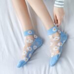5 Pairs Of Women'S Thin Daisy Glass Fiber Breathable Short Socks - Image 2