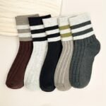 5 Pairs Thick Autumn And Winter Striped Long Women'S Socks - Image 3