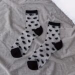 4 Pairs/8 Pairs Women'S Black And White Mid-Calf Socks, Spring-Summer Thin Transparent Crystal Casual Socks - Image 6
