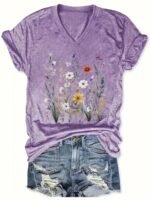 2024 Cross-Border European And American Women'S V-Neck Loose Casual Short Sleeve Top Layering T-Shirt - Image 5