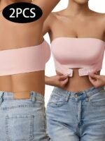 1Pc Of New Seamless Strapless Strap No Underwire Front Buckle Wrap Bra Underwear Women, Bandeau Invisible Anti-Light Anti-Slip Non-Slip Seamless Inner Bra, Bandeau Anti-Slip Line Small Chest Gathered Bra - Image 6