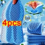 4Pcs/2 Pairs Summer Cooling Insoles - Breathable, Unisex Ultra-Light Insoles, |Breathable Design|Sweat Absorbing|Shock Absorbing|Long-Lasting|Men'S Insoles|Ladies Insole|Sports Insole|Air Cushion|A Very Light Shoe Insole|Sports/Casual Shoes|Blue - Image 4
