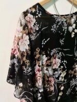 New Yi Bamboo Women'S Floral Print Asymmetrical Hem Sun-Protective Shirt - Lightweight Semi-Sheer Loose Fit Round Neck Beach Top For Spring/Summer, Machine Washable, Summer Outfit, Offshoulder Overlay, Elegant Design - Image 8