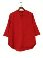Plus Size Women'S New Shirt In Minimalist Style With V-Neck And Long Sleeves, Faux Button Design - Image 6