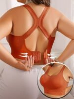 Plus Size Women'S S Bra With Removable Pads - Breathable Anti-Sagging Wire-Free Design For Yoga - 10 Colors Available, Accessory, Racerback Style, Adjustable Straps, Medium Elasticity, Top, Seamless Style, Durable Construction, Lifestyle - Image 5