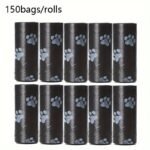 150 Pcs/10 Rolls Thick Leak-Proof Dog Poop Bags, Suitable For Outdoor Walks, Available In Black And Green Colors - Image 5