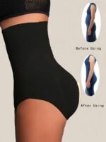 Looks 4.54 Kg Thin1Pcs Of Women'S High-Waisted Shapewear - Apricot And Black, Abdominal Control And Buttock Lift, Smooth Stretch Fabric, Solid Stripe Details, Daily Body Contouring And Buttock Lift | Summer Skinny | Thin Leggings - Image 5