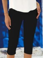 Plus Size Solid Skinny Capris Leggings, Casual Crop Leggings For Spring & Summer, Women'S Plus Size Clothing - Image 9
