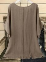 New Plus-Size Women'S Casual Vacation Solid Color Batwing Sleeve Shirt Top - Image 10