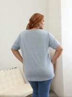 Plus Size Casual T-Shirt, Women'S Plus Graphic Print Short Sleeve V Neck Slight Stretch T-Shirt - Image 10