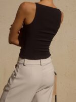 Women'S White Off-Shoulder Knit Tank Top - Casual, Short Sleeve, Strapless, Spring/Summer/Fall Fashion, Sleeveless Top|Casual Style|Knit Construction - Image 6