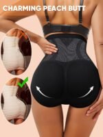 Meiyating Plus Size High-Waist Shaping Pants For Women - Seamless, Tummy Control, Breathable Mesh Fabric, Solid Color Black, Elegant Style, Hand Washable - Xl-5Xl, Plus Size Pants - Image 3