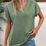 Plus Size V Neck Solid Simple T-Shirt, Casual Short Sleeve Top For Spring & Summer, Women'S Plus Size Clothing