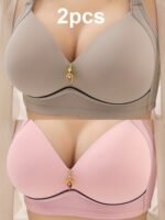 2Pcs/Lot New Sexy Large Size No Steel Ring Comfortable Lingerie Push Up Breathable Women'S Underwear Thin Cup Women Bra - Image 4