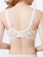 Elegant Plaid Nursing Bra For Women, Medium Stretch Polyamide Blend, Non-Removable Padding, One-Handed Buckle, Adjustable Jacquard Straps, No Underwire, Medium Support, Knit Fabric, Lightly Lined - 1 Pack - Image 3