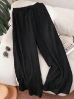 Plus Size, Comfortable Women'S New Spring Summer Business Casual Beachwear For Women, Valentine'S Day Style Fashion Commuter Elegant Purple For Lotus Pink Wide-Leg Pants, Lavender Loose-Fit Vacation Outfit Cruise Wear Summer Trousers - Image 4