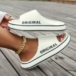 Women'S Breathable Eva Slippers - Fashionable Thick Sole, All-Season Indoor House Shoes With "Original" Lettering, White, Comfortable & Stylish For Home Or Beach Use, Indoor Slippers - Image 8