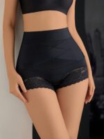 High-Waisted Tummy Control Briefs For Women, Butt Lifter Shapewear, Postpartum Slimming Panties With Lace Trim - Image 7