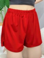 Women'S Casual Sleep Shorts, Plus Size Solid Elastic Waist Side Split Lounge Shorts - Image 5
