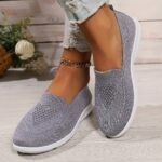 Women'S Solid Color Knitted Sneakers, Soft Sole Lightweight Slip On Walking Shoes, Low-Top Breathable Daily Footwear Plus Size - Image 11