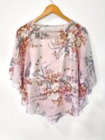 New Yi Bamboo Women'S Floral Print Asymmetrical Hem Sun-Protective Shirt - Lightweight Semi-Sheer Loose Fit Round Neck Beach Top For Spring/Summer, Machine Washable, Summer Outfit, Offshoulder Overlay, Elegant Design - Image 10