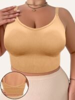 Single Pack 1Xl-4Xl Women'S Plus Size Solid Earth Tone Bra With Removable Pads And Adjustable Straps, Pullover Style Bra In 5 Colors For All Seasons - Image 5