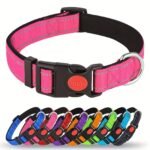 Mitooe 1Pc Reflective Dog Collar With Safety Locking Buckle, Adjustable Soft Neoprene Padded, Breathable Nylon, Striped Pattern, Polyester Material For Small To Large Dogs - Image 14