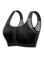 Women'S Plus Size Breathable Mesh Sports Bra - Front Hook Closure, Medium Support Tummy Control Shaping Camisole With Semi-Sheer Mesh Back For Gym & Casual Wear, Gym Shapewear | Sporty Aesthetic | Breathable Mesh Fabric - Image 3