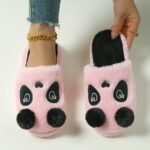 Cute Panda Cartoon Plush Slippers For Women - Cozy Winter Indoor House Shoes With Soft Fabric Upper, Warm Lining & Durable Tpr Sole, Black & White Animal Design, Cute Slippers - Image 7