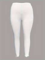 Plus Size Contrast Lace Solid Leggings, Casual Every Day Stretchy Leggings, Women'S Plus Size Clothing - Image 3