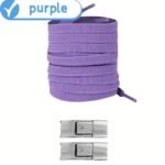 1 Pair Easy-Install Elastic Flat Shoelaces With Metal Buckles - No-Tie, Lightweight & Durable Polyester Blend - Ideal For Sneakers, Hiking & Casual Shoes - Handwashable, Shoe Accessories - Image 12