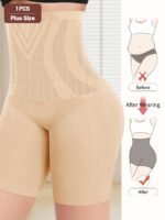1Pc Plus Size Elegant Underwear, Women'S High Waist Tummy Control Seamless Shapewear Box Briefs - Image 9