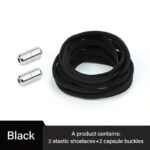 Easy Slip-On No-Tie Elastic Shoelaces With Metal Buckle - Quick Fasten, Machine Washable, Solid Color - Image 3