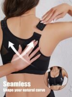 New Plus Size Gathered Non-Steel Ring Breathable Hole Bra Bra Vest Style Bra Suitable For And Front Buckle Adjustable Bra Breast Shrinking Bra Bra, Plus Size Bra Lingerie Front Buckle Design For Cam And Shaping, Ideal For And Summer Wear - Image 4